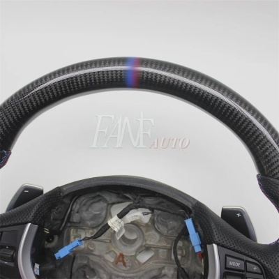 Volante BMW F20, F21, F30, F31, F32, F34, F35, F36, 3, 4 séries Fibra do Carbono com Couro,  COM Patilhas