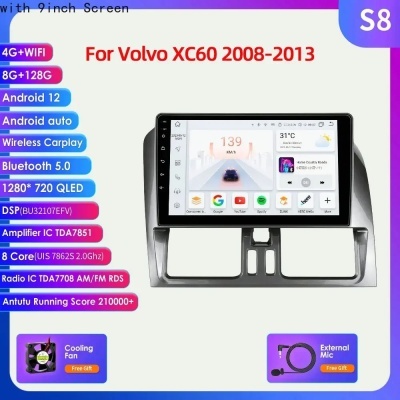 Radio Volvo XC60 2008-2017, leitor multimídia, GPS de navegação, 2 din, áudio estéreo, DSP, Carplay, 4G-LTE, 9 " Radio Volvo XC60 2008-2017, leitor multimídia, GPS de navegação, 2 din, áudio estéreo, DSP, Carplay, 4G-LTE, 9 "