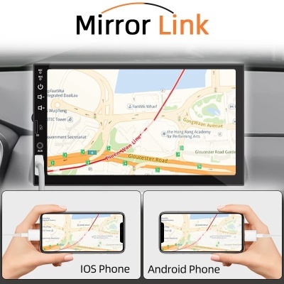 Radio Android HD Touch Screen, Autoradio Universal,  Carplay, 1 din, 7 polegadas, FM, entrada AUX, Bluetooth, MirrorLink