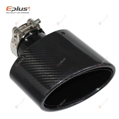 Ponteira OVAL Saida EPLUS Inox Acabamento Carbono Cor Preto