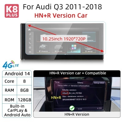 Radio Audi Q3 2011-2018 Navegação GPS Sem Fio Carplay RDS WIFI 4G QLED