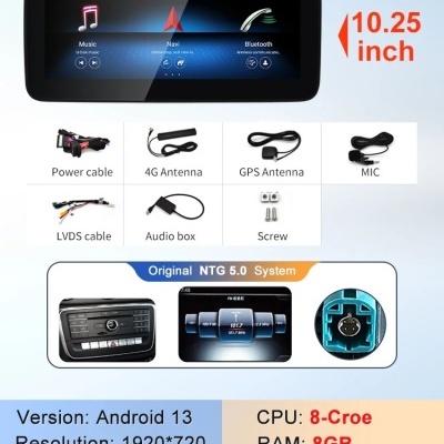 Radio Mercedes CLA C117 2022 Multimídia Navegação GPS Sem Fio Carplay RDS WIFI 4G QLED 10.25in, 12.3in