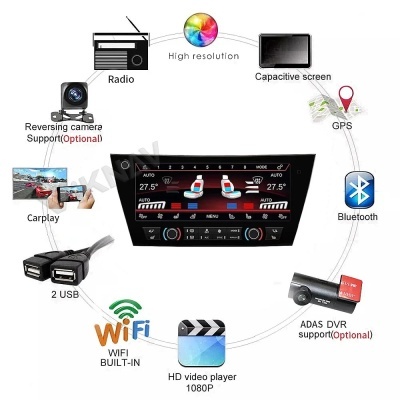 Painel de Controle AC BMW X5 F15 X6 F16 2014-2019 Digital Climate Control Board LCD Touch Screen Display Plug and Play