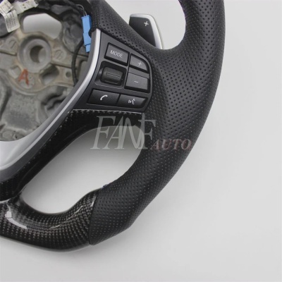 Volante BMW F20, F21, F30, F31, F32, F34, F35, F36, 3, 4 séries Fibra do Carbono com Couro,  COM Patilhas