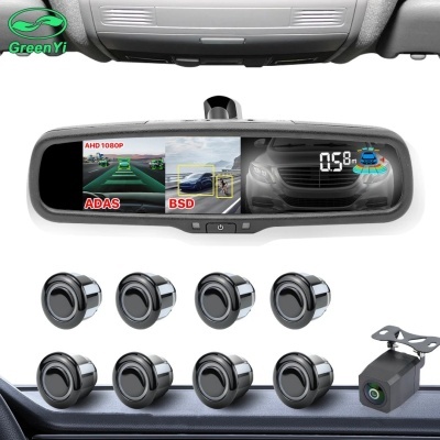 KIT Completo Sensor video do estacionamento do carro, radar alternativo, 5 polegadas, 1080P, retrovisor, DVR interior, monitor do espelho, gravador com câmera do carro