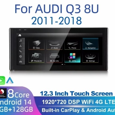 Rádio Audi Q3 8U  2011-2018 Navegação GPS Sem Fio Carplay RDS WIFI 4G QLED