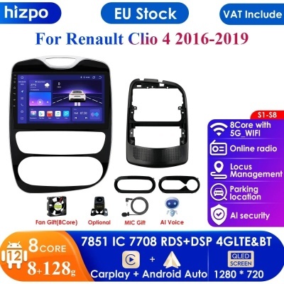 Radio Renault Clio 4 2016-2019  Tela Inteligente, 2Din, GPS Navi, Carplay, Auto 4G RDS, 7862 NOVIDADE NOVO 2024!!