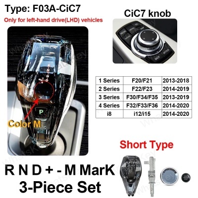 Manete Cristal engrenagem Shift botão curto Rod  para BMW G30 G32 G01 G08 G11 G12 i8 F01 F10 F20 F30 F32 F25 F26 F15 F16 X5 X6