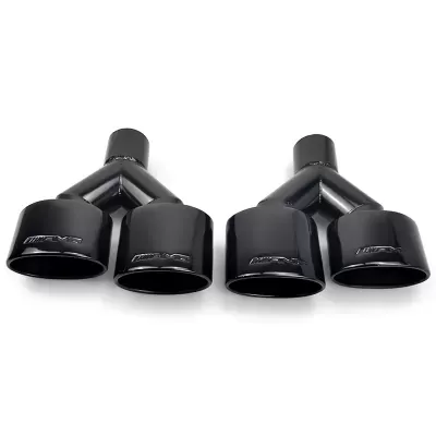 Ponteiras de Escape Dupla para Mercedes Benz W204c-class saídas, amg, 1 par aço inoxidável Acabamento Preto   Qualidade.