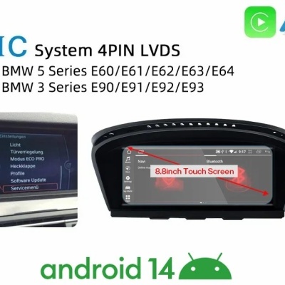 Radio BMW E60  E61  E62  E63  E90  E91  E92  2005-2012 Navegação GPS Sem Fio Carplay RDS WIFI 4G QLED