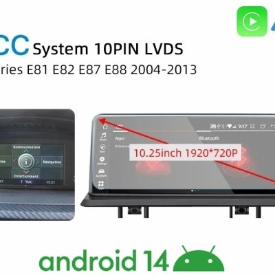 Radio BMW Série 1 E81 E82 E87 E88 2004-2013 Navegação GPS Sem Fio Carplay RDS WIFI 4G QLED