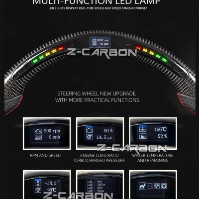 Volante  BMW f20 f22 f30 f35 f32 f01 f02 f10 f18 m2 m3 m4 m5 Fibra de Carbono Com Mostrador modelo atualização 2024