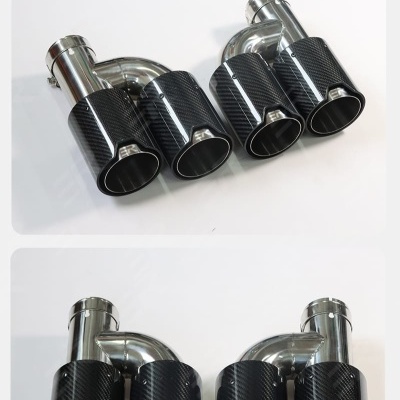 Ponteira Dupla Acabamento Carbono Estilo M Tubo Curvo Ponteira Dupla Acabamento Carbono Estilo M Tubo Curvo