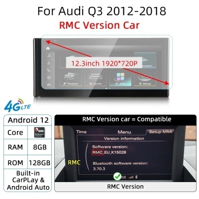 Rádio Audi Q3 8U  2011-2018 Navegação GPS Sem Fio Carplay RDS WIFI 4G QLED