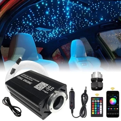 Iluminação auto  efeito céu estrelado, luzes de fibra óptica RGB 16W 8 cores