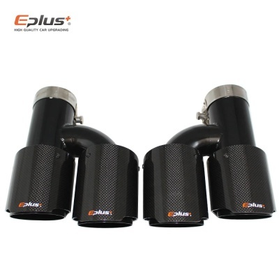 Ponteira Dupla  Formato H Saida EPLUS Inox Acabamento Carbono Cor Preto