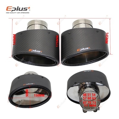 Ponteira OVAL Saida EPLUS Inox Acabamento Carbono Cor Preto