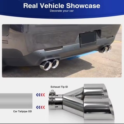 Ponteiras Escape INOX Dupla Saida Corte Inclinado