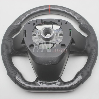 Volante  Honda Civic, 10TH, 2016-2021 de fibra de carbono com couro