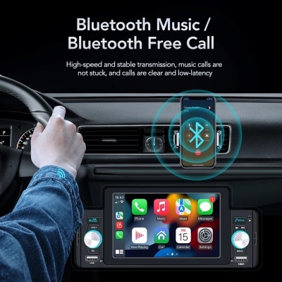 Radio Bluetooth Auto-rádio, 5 Polegadas, 1 Din, CarPlay, Android, Auto Multimídia MirrorLink, Receptor FM Universal Radio Bluetooth Auto-rádio, 5 Polegadas, 1 Din, CarPlay, Android, Auto Multimídia MirrorLink, Receptor FM Universal