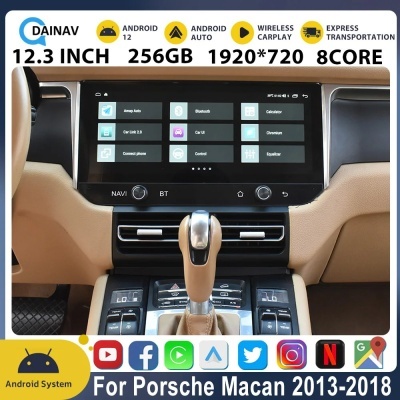 Radio  Porsche Macan 2013-2018, 12.3 Polegada, Android , navegação GPS, WiFi Carplay, unidade principal Radio  Porsche Macan 2013-2018, 12.3 Polegada, Android , navegação GPS, WiFi Carplay, unidade principal