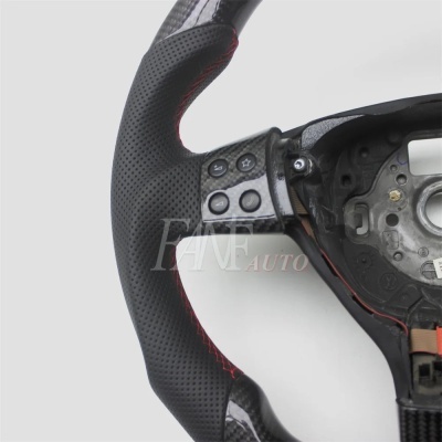 Volante VW Volkswagen 2003-2009 Polo, Jetta Mk5, Golf 5, GTI, R32, EOS, Passat B6, Bora, Caddy com Couro e Fibra de Carbono