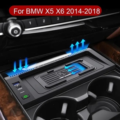Carregador  rápido sem fio BMW X5, F15, X6, F16, 2014, 2015, 2016, 2017, 2018, 15W