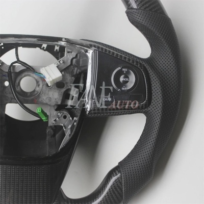 Volante  Honda Civic, 10TH, 2016-2021 de fibra de carbono com couro