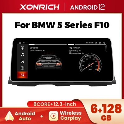 Radio BMW Série 5, F10, F11  CIC, NBT,  12.3 Polegada, 8Core IPS, 1920x720, Novidade 2024 TOPO