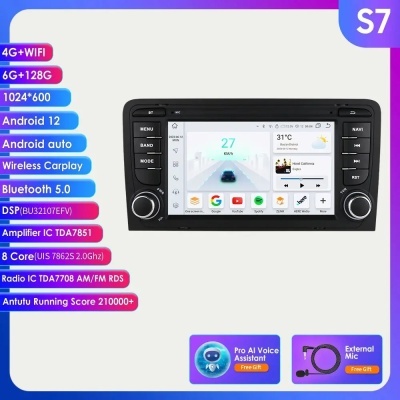 Radio Audi A3, 8P, S3, , QLED Screen, 7 ", 7862, RS3, Sportback, GPS Navi, Carplay, Auto, 4G, RDS Radio Audi A3, 8P, S3, , QLED Screen, 7 ", 7862, RS3, Sportback, GPS Navi, Carplay, Auto, 4G, RDS