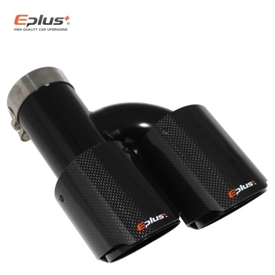 Ponteira Dupla  Formato H Saida EPLUS Inox Acabamento Carbono Cor Preto