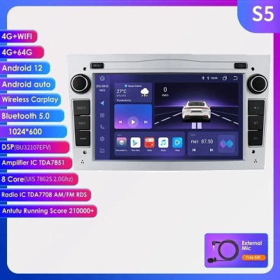 Radio  Opel Astra H J 2004, Vectra, Vauxhall, Antara, Zafira, Corsa C D, Vivaro, Meriva Android 2 Din, 64G, 4G-LTE, 64 GB