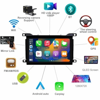 Radio Citroen DS5 508 2010-2017 Multimídia Navegação GPS Sem Fio Carplay RDS WIFI 4G QLED