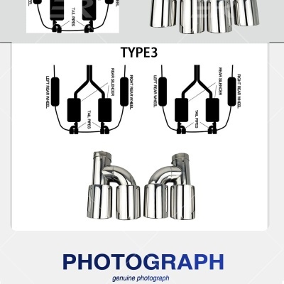 Ponteira Dupla Acabamento INOX Polido Tubo Curvo