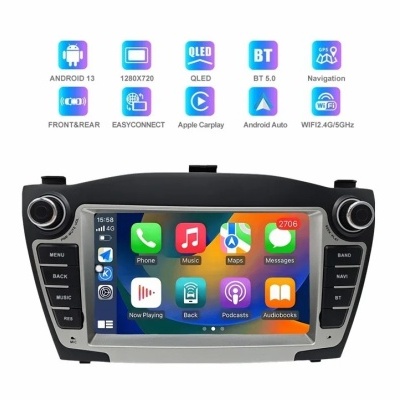 Radio Hyundai IX35 Tucson 2 LM 2009-2015 Multimídia Navegação GPS Sem Fio Carplay RDS WIFI 4G QLED