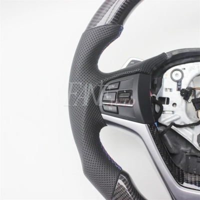Volante  BMW X5, F15, F85, X6, F16 de fibra de carbono com couro,SEM PATILHAS