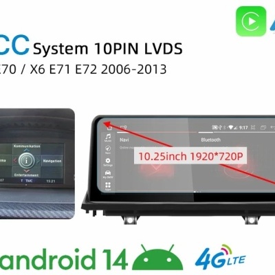 Radio BMW X5 E70 X6 E71 E72 2006-2013 Navegação GPS Sem Fio Carplay RDS WIFI 4G QLED