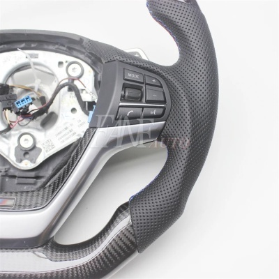 Volante  BMW X5, F15, F85, X6, F16 de fibra de carbono com couro,SEM PATILHAS