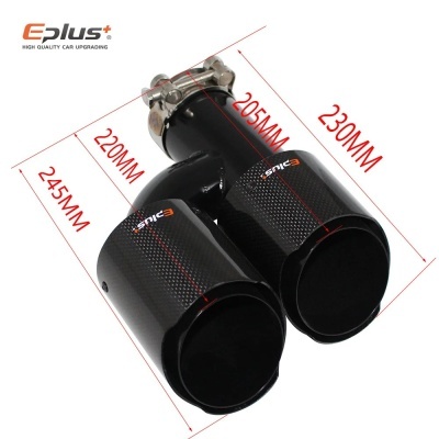 Ponteira Dupla  Formato H Saida EPLUS Inox Acabamento Carbono Cor Preto