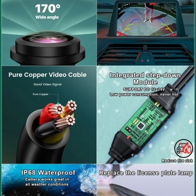 Camera Mercedes Benz W204, W212, W221, carro da classe S de luz de placa de visão traseira, 170 °, 1080P, AHD, Starlight, visão noturna,