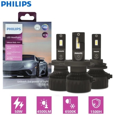 Lâmpadas LED O Philips Ultinon Rally PREMIUM Qualidade  Kit 2 Unidades H4, H7, H11, HB3, HB4