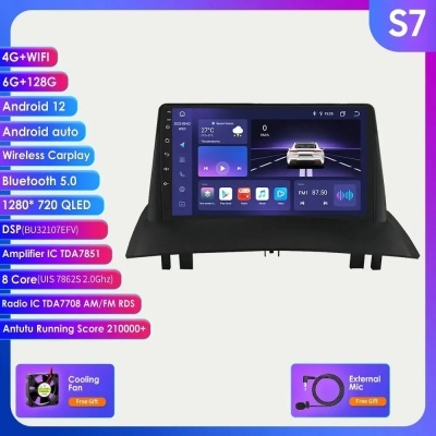 Radio  Renault Megane 2 2002-2009 Multimedia Video Player Navegação GPS 2 Din Carplay DSP Unidade Principal