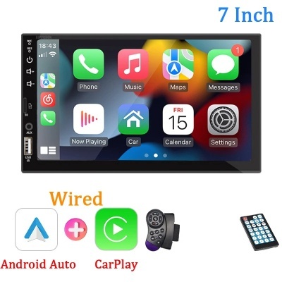 Radio Android HD Touch Screen, Autoradio Universal,  Carplay, 1 din, 7 polegadas, FM, entrada AUX, Bluetooth, MirrorLink