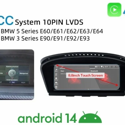 Radio BMW E60  E61  E62  E63  E90  E91  E92  2005-2012 Navegação GPS Sem Fio Carplay RDS WIFI 4G QLED