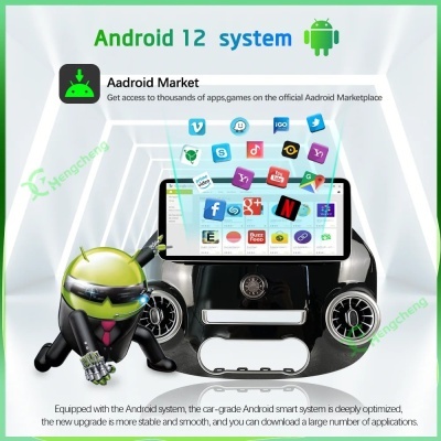 Radio  Mercedes Benz, 12,3 ", Vito W447 116 2014-2021, navegação GPS, rádio, Android 12, Carplay, 4G, câmera 360 TOPO de GAMA 2024 KIT