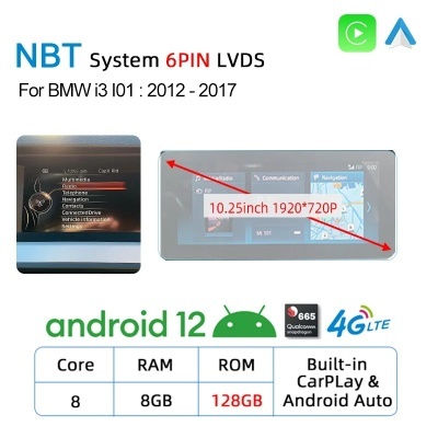 Radio BMW i3 i01 2013-2020   Navegação GPS Sem Fio Carplay RDS WIFI 4G QLED