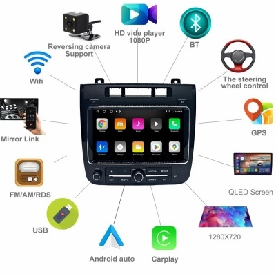 Radio VW Touareg 2011-2018  Multimídia Navegação GPS Sem Fio Carplay RDS WIFI 4G QLED