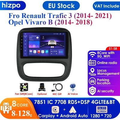 Radio Renault Trafic 3 2014 Opel Vivaro B, Android 13 QLED Screen,  4G Topo de Gama Radio Renault Trafic 3 2014 Opel Vivaro B, Android 13 QLED Screen,  4G Topo de Gama