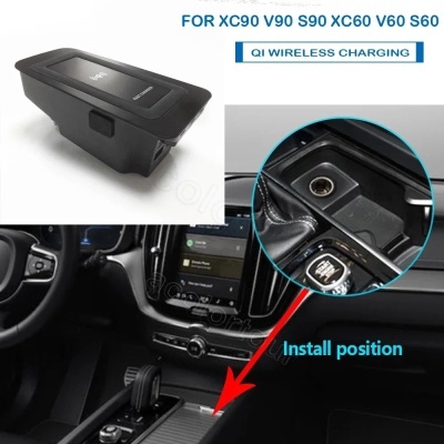 Carregador Telemovel Para Consola Central Sem Fio Volvo XC90, S90, V90, XC60, V60, S60, 2018-2022, 15W