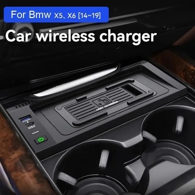Carregador  rápido sem fio BMW X5, F15, X6, F16, 2014, 2015, 2016, 2017, 2018, 15W